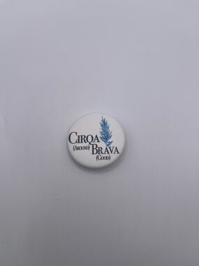 Cirqa Brava Pin Feather Button Renaissance Faire Circus Aerial Performer